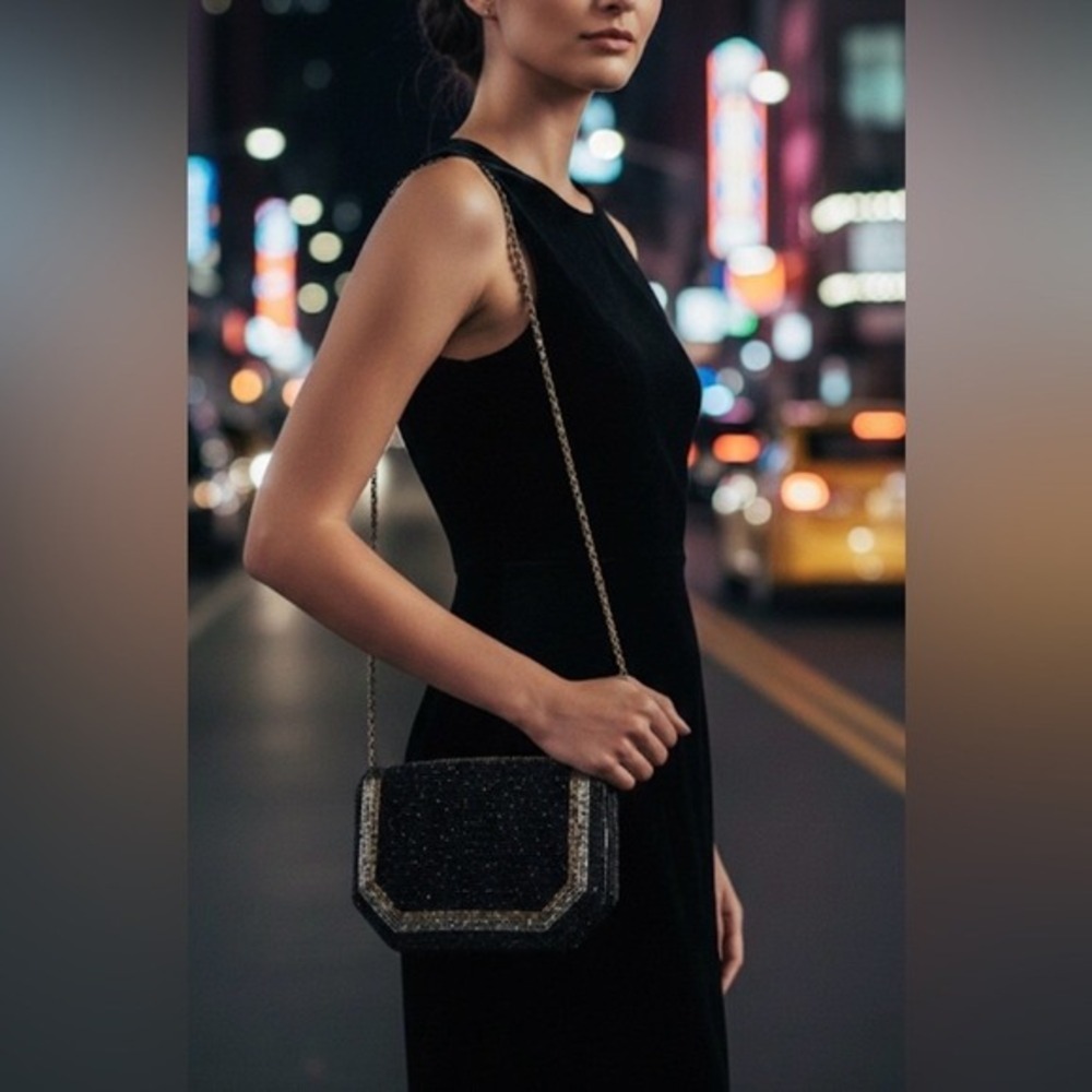 Urban Outfitters Beaded Evening Bag - Black, Gold & Silver